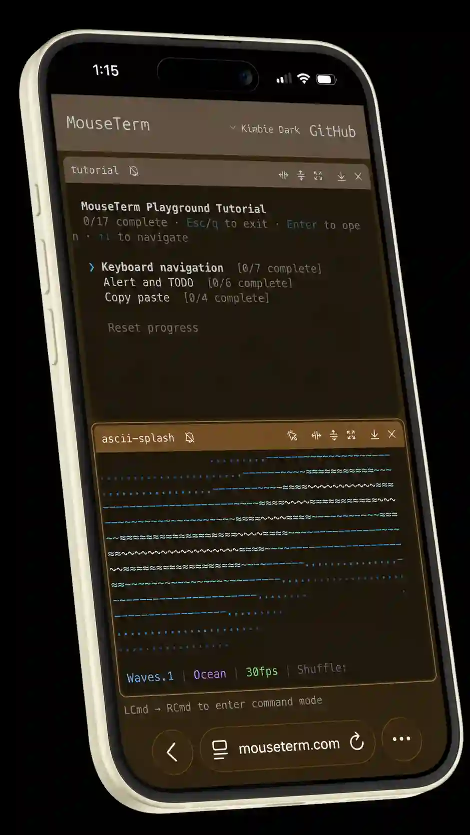 Dormouse Pocket running on a phone